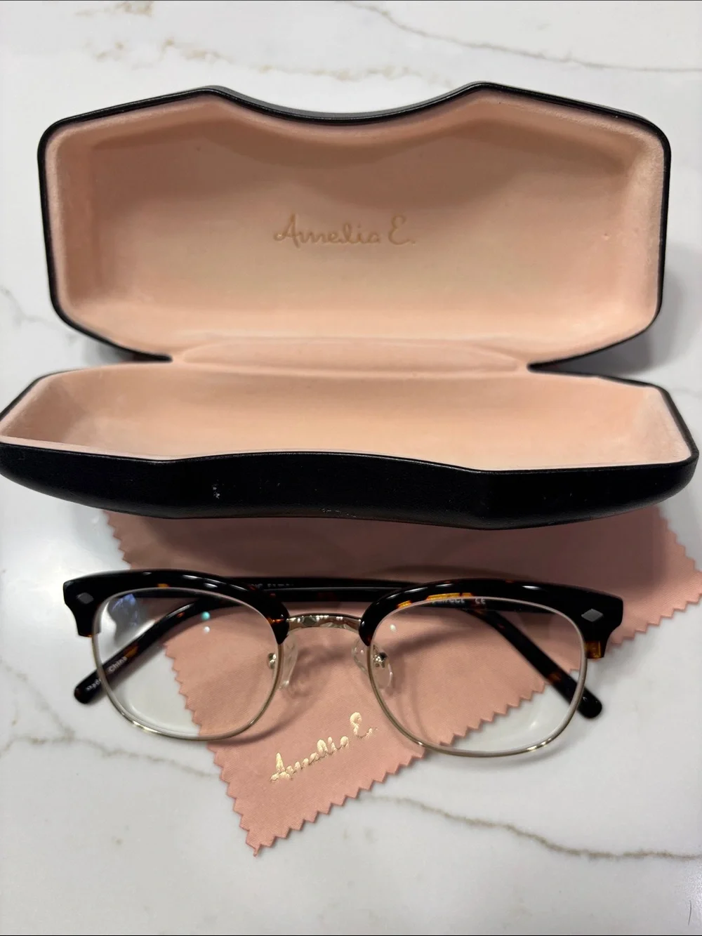 Tortoiseshell and Gold Clubmaster Glasses